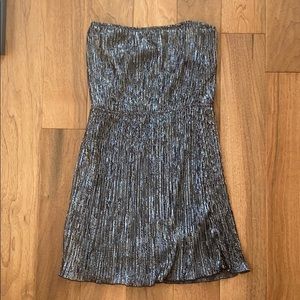 Pitaya black and silver strapless party dress